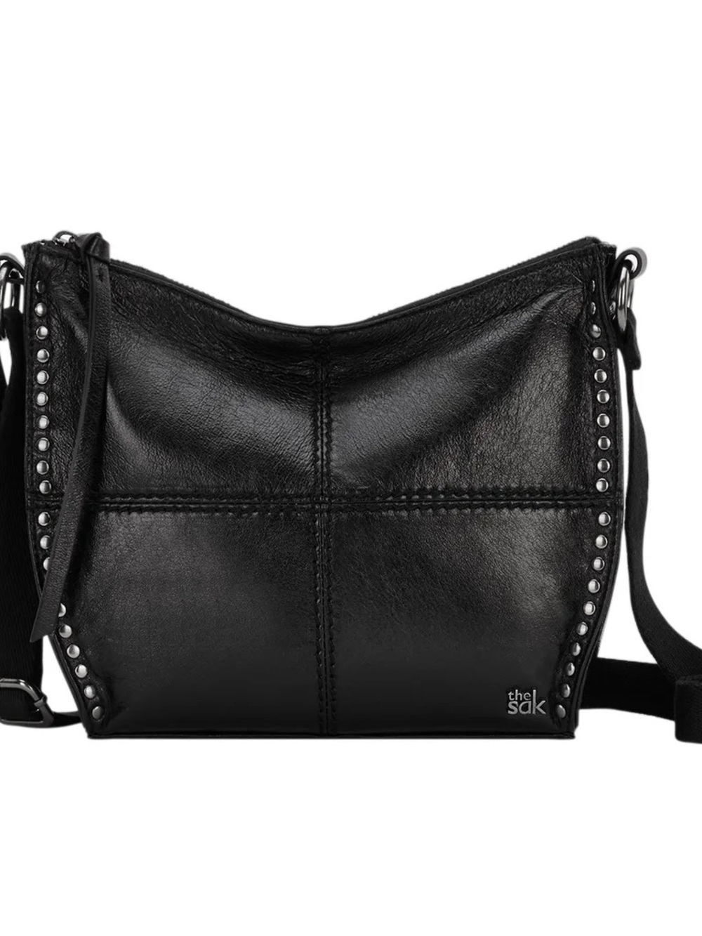 The Sak Black Leather Stud-Accent Crossbody